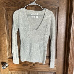 Y2K rabbit hair/wool Gray V-Neck Sweater